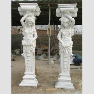 China Solid Statues Roman Column Pillar Front Door Stone Design for sale