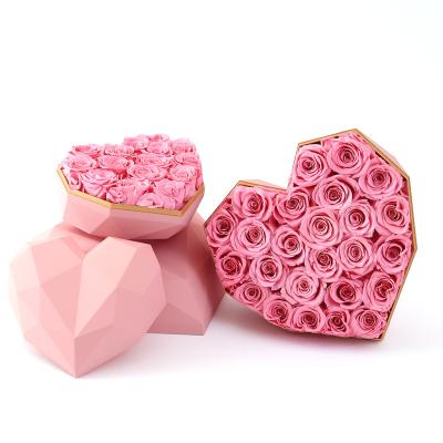 China Forever Athena Heart-Shaped Double-Layer Roses Gift Box Soap Flower Box For Wedding Hand Packing Florist Material Valentine for sale