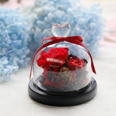 China Forever Rose Beauty The Beast In Glass Cover Rose Flower Symbol Of Eternal Health And Longevity Gift Favorite Mother's Day for sale