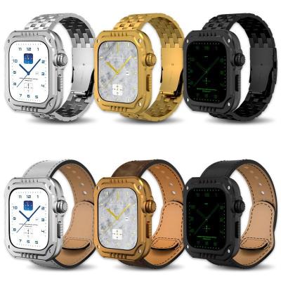 China Watch Band Replacement Handodo Stainless Steel Strap with Metal Case for iWatch Series 4/5/6/SE/7 Series Case Heavy Duty Shockproof Film for sale