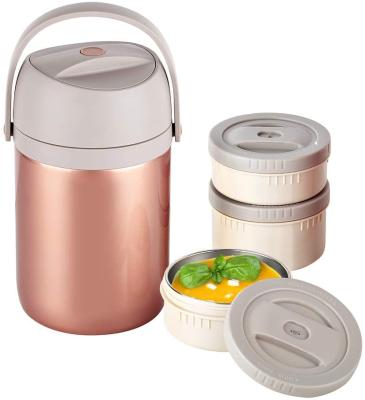 China PORTABLE Thermal 40oz Food Containers Vacuum Stainless Steel Lunch Pot 3-Tier Vacuum Leakproof Hot Cold Container for sale