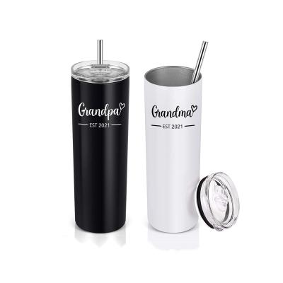 China Durable Simple Modern Classic Insulated Stainless Steel Water Bottle Iced Coffee Travel Mug Mug Tumbler With Straw And Flip Lid for sale