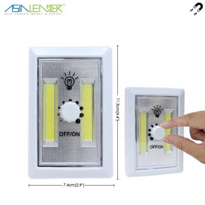 China With 2 pcs of magnet on the back super bright batteries and adhesive magnetic strips 2W COB 200Lumen LED lamp switch for sale