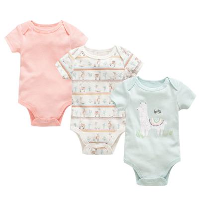 China Wholesale Polyester/Cotton Newborn Infant Shorts Sleeves Romper Summer Cotton Printed Baby Romper for sale