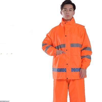 China Oxford Reflective Twill Fabric Custom High Density Waterproof Orange Reflective Raincoat for sale