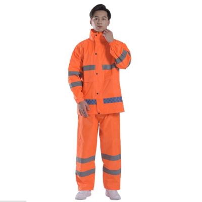 China Good Quality Raincoat Safety Raincoat High Visibility Reflective Working Fluorescent Outdoor Rain Reflective Raincoat Adult Suit for sale