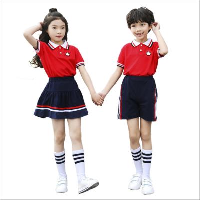 China Custom Fit Manufacturers Wholesale Custom Children's Short Sleeve T-shirt Sports Suits Kindergarten Summer Uniforms School Uniforms for sale