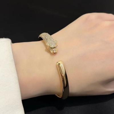 China 2022 Top Quality Men&women Love18K High Quality Bracelet Plated Luxury Ladies Diamond Gold Brand Jewelry Leopard Cartterring Bracelet for sale