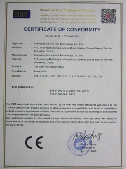 CE - Shenzhen Aovlex-Link Technology Co., Ltd.