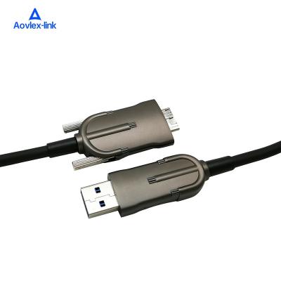 China Industrial Camera USB 3.0 AOC Cable Type-A To Micro B With Screws Hybrid Active Optical Industrial Camera Cable For Computer Vision for sale