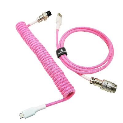 China popular aviator connector with color keyboard coil cable custom keyboard cable with usb gx16 to usb-c coil for sale