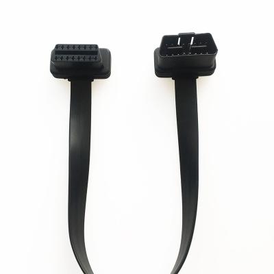 China Easy Operation Full 16pin Pass Through Obd II Obd2 Male To Female Flat Extension Cable for sale