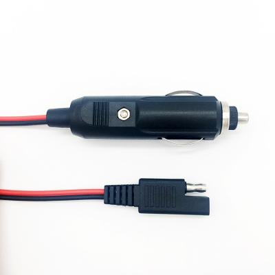 China 16AWG 12V Car Cigarette Lighter Plug to SAE 2 Pin Plug Adapter Extension Charging Cable Quick Release Disconnect Connector with Fuse for sale