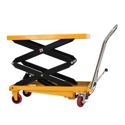 China Hotels 1000kg Lift Table Hydraulic Lifting Operation with Foot Pedal Single Moving Lift Table for sale