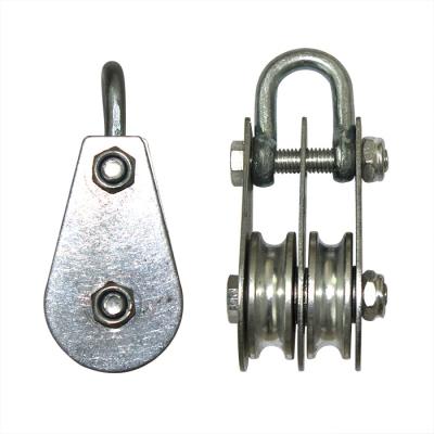 China Building Material Shops Small Double-Pulley Steel Wire Rope Pulley Block Block Rope Lifting Tackle For Industrial Siting for sale