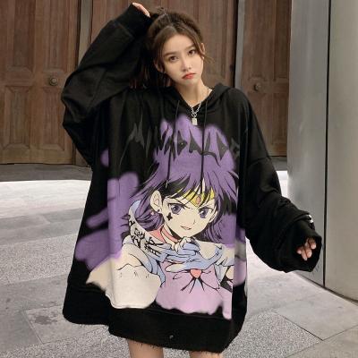 China 2021 Anti-wrinkle Harajuku Hop Sailored Moon Hoodie Top Anime Girl Female Dark Gothic Punk Hooded Pullover Spring And Autumn for sale