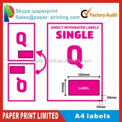 China Programmable with any pen or pensil A4 INTEGRATED BILL PAPER PEEL OFF STICKY LABEL for sale