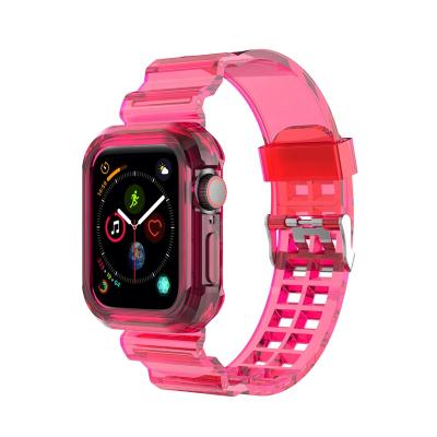 China 38mm 40mm 42mm 44mm Soft Tpu Watchband High Quality Clear Colored Sports Watch Band With Case For Apple Watch 6 Glacier Luxury Straps for sale