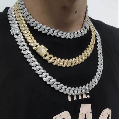 China Verena Jewelry Cuban Link Non-fading Chain Dropshipping Gold Plated Square 5A CZ Diamond Iced Out Hip Hop for sale