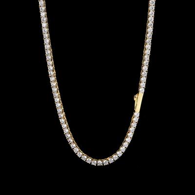 China Verena Dropshipping Hip Hop Jewelry Non-fading White Gold Plated Iced Out Diamond CZ Tennis Necklace Men Women Tennis Chain Necklace for sale