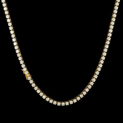 China Verena Dropshipping 4mm Gold Plated Tennis Non-fading Chain 18K CZ Diamond Tennis Necklace Set Jewelry for sale