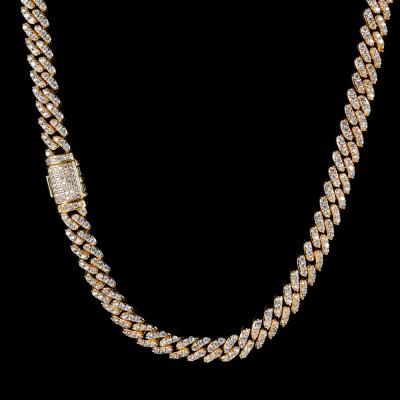 China Verena Dropshipping 8mm Miami Hip Hop Jewelry 14k Non-fading Gold Plated Big Iced Out Diamond CZ Cuban Link Chain Necklace for sale