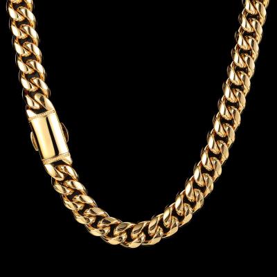 China Verena Jewelry Dropshipping Miami 12mm Stainless Steel Cuban Link Chain Stainless Steel Non-fading Chain Necklace For Men Stainless for sale