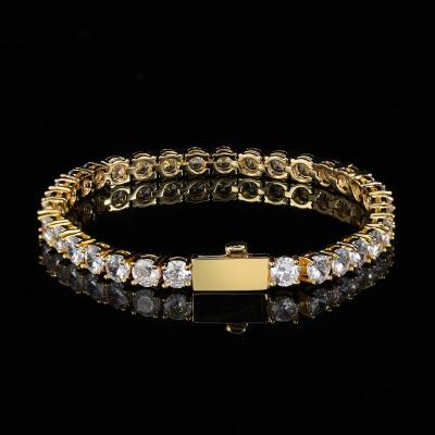 China Wholesale Custom Amazon Fashion Hip Hop Women Men Stainless Steel Non-fading Gold Plated Iced Out Diamond Charm Tennis Bracelet Jewelry for sale