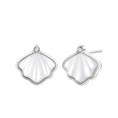 China TRENDY Custom Logo 925 Sterling Silver Women Sea Shell Shape Stud Earrings Jewelry for sale