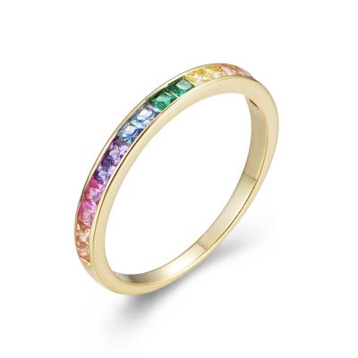 China VERENA Fashion CLASSIQUE 18K Sterling Gold Plated 925 Silver Colors Crystal Rainbow Women Ring for sale