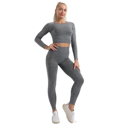 China Two Piece Fitness Wear Yoga Leggings Exercise Breathable Young Leisure And Energetic Sportswear Women Gym Set Gym Sets Sports Suits Wholesale for sale