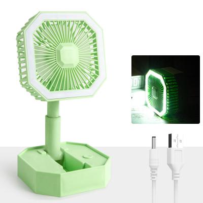 China Equipped with mirror YouNiMei Folding Fan USB Rechargeable Retractable Small Fan Mini Student Portable Desktop Fan with Night Light for sale