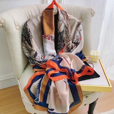 China New Style 180X90CM Long Fashion Four Seasons Shawls Fashion Beach Popular Silk Scarf Newest Style 180X90CM Printing Sunscreen Handkerchief Scarf Factory Wholesale for sale