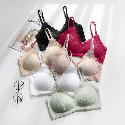 China 2022 QUICK DRY TECHNICAL LOGO OEM high quality simple sexy fashionable cup cotton lingerie anti cup sports bra lace girl style for sale