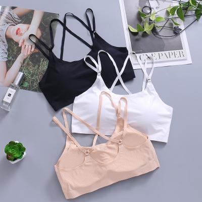 China Viable Girls Bumble Tube Spaghetti Top Tie Back Camisole Spandex Fabric Cross Wrapped Chest for sale