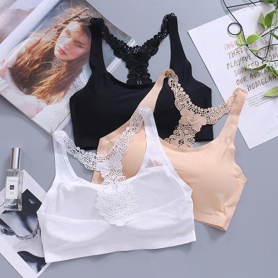 China 2018 Viable Lace Splicing Pure Color Non-adjusted Straps Ladies Wrapped Breathable Chest Bra for sale