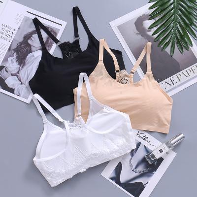 China Bra Small Girls Soft Wireless Simple Wireless Lace Back Lace Soft Soft Bra Girl Padded Tube Top Bra for sale