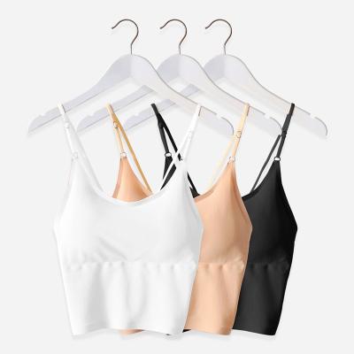 China 2020 New Products U-neck Shoulder Strap Beauty Antibacterial Slim Cross Back Camisole Seamless Bra for sale