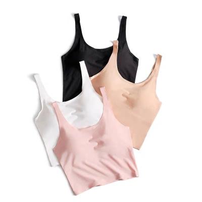 China 2021 New Products Ladies Full Cotton Antibacterial Vest With Chest Protection Anti-glare Tube Top Camisole for sale