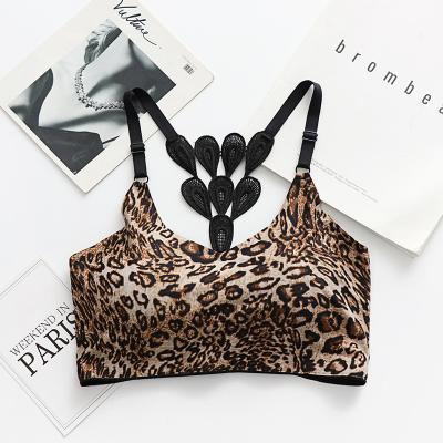 China wholesale QUICK DRY small girl beautiful female sexy back shirt gym sports casual bra leopard print for sale