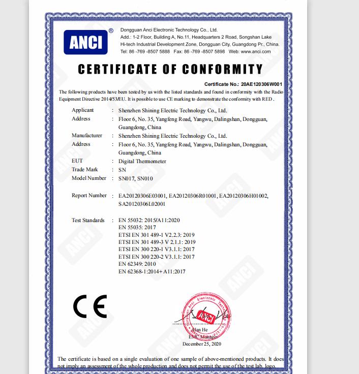 CE - Shenzhen Shining Electric Technology Co., Ltd.