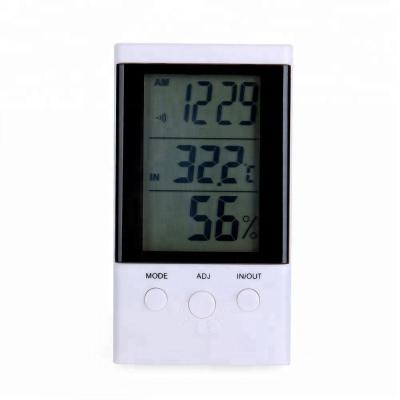 China Outdoor Indoor Outdoor Digital Thermometer 2 Sensors Alarm Thermo Hygrometer Clock for sale