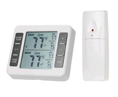 China Wireless ABS 433mhz Thermometer Alarm With Remote Sensor RF Distance 300 Feet for sale