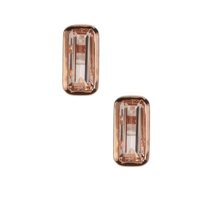 China FASHIONABLE Earrings Jewelry 925 Silver Morganite Stone Square Shape Classic Women Gift Party Earring for sale