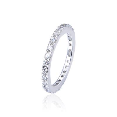 China Simple Design One Silver Line Pave Zircon 925 Sterling Silver Ring for sale