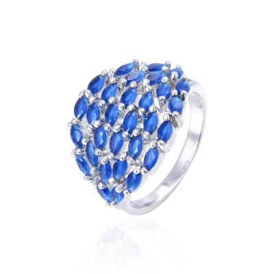 China new design 925silver plated rings sapphire flower 925 silver rings 2019 high quality romantic rhodium big for sale