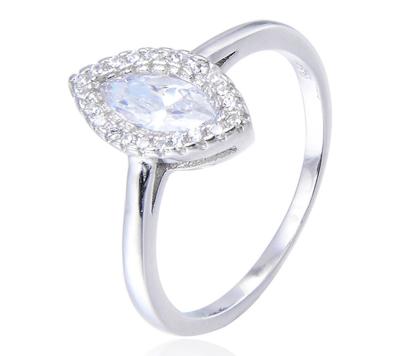 China Beautiful Finger Design 925 Sterling Silver CZ Silver Stone Ring for sale