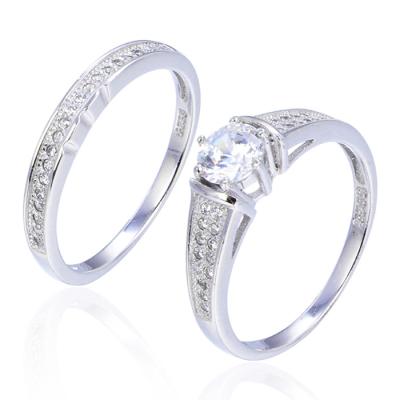 China FASHION Jewelry 925 Sterling Silver Ring Cubic Zirconia Diamond Engagement Wedding Ring of lovers couples for sale