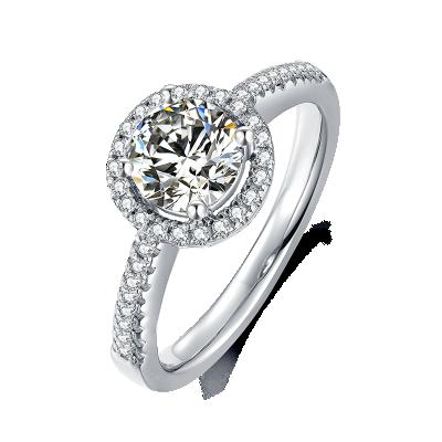 China Moissan Luxury Straight Round Diamond Bezel Vintage Arm Ring 1 Carat S925 Female Silver And Platinum Plated High Jewelry for sale