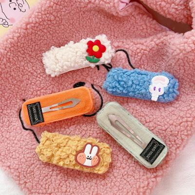 China Korea Dongdaemun flower color plush clip soft Central Institute of Statistics hairpin hits cute personality side hairpin for sale